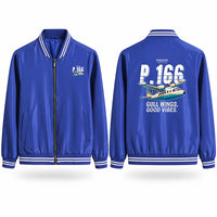 Thumbnail for Piaggio P.166 Stylish Jackets - Baseball Collar - Cartoon - Royal Blue