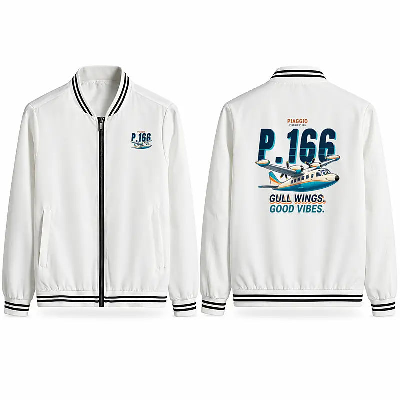 Piaggio P.166 Stylish Jackets - Baseball Collar - Cartoon - White