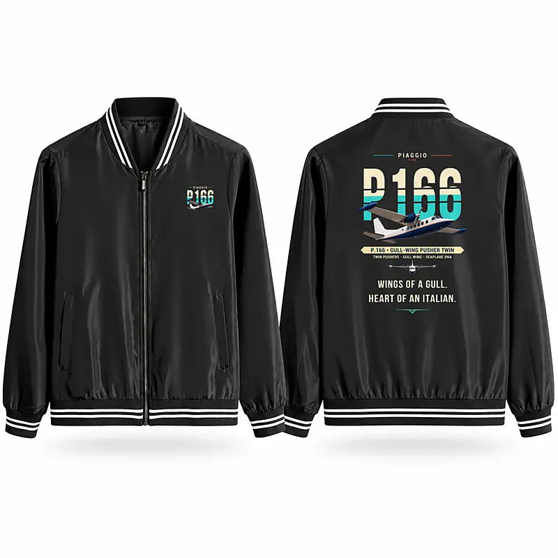 Piaggio P.166 Stylish Jackets - Baseball Collar - Original - Black