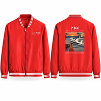 Thumbnail for Piaggio P.166 Stylish Jackets - Baseball Collar - Poster - Red