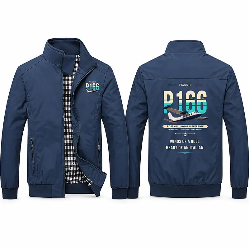 Piaggio P.166 Stylish Jackets - Stand Collar - Original - Navy Blue
