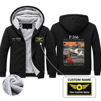 Thumbnail for Piaggio P.166 Zipped Sweatshirts - Poster + Name - Black