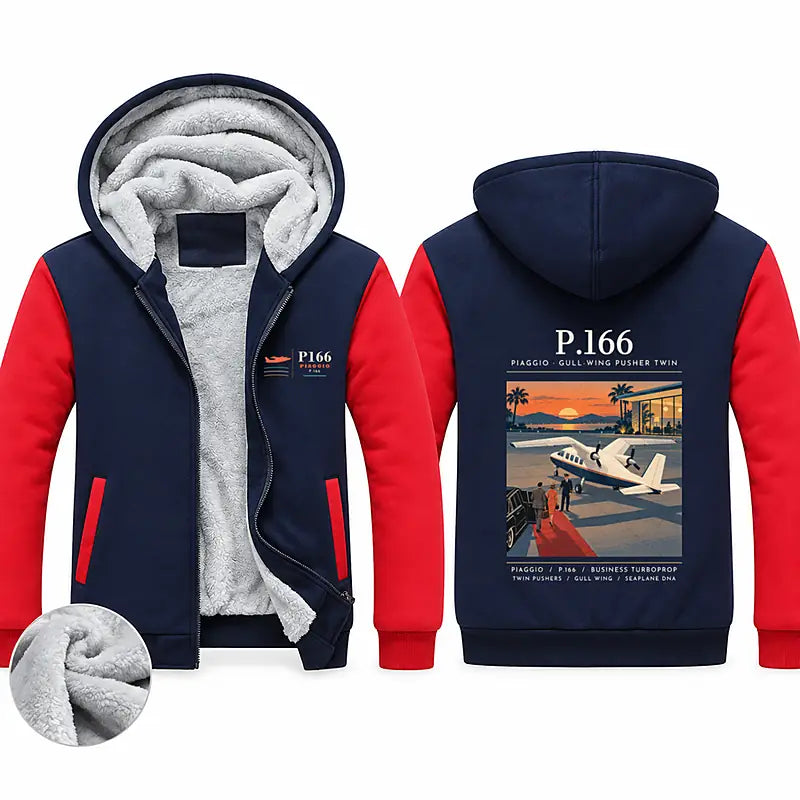 Piaggio P.166 Zipped Sweatshirts - Poster - Navy & Red