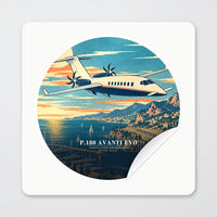 Thumbnail for Piaggio P.180 Avanti EVO - 3D + Name - Circle Sticker - Peel