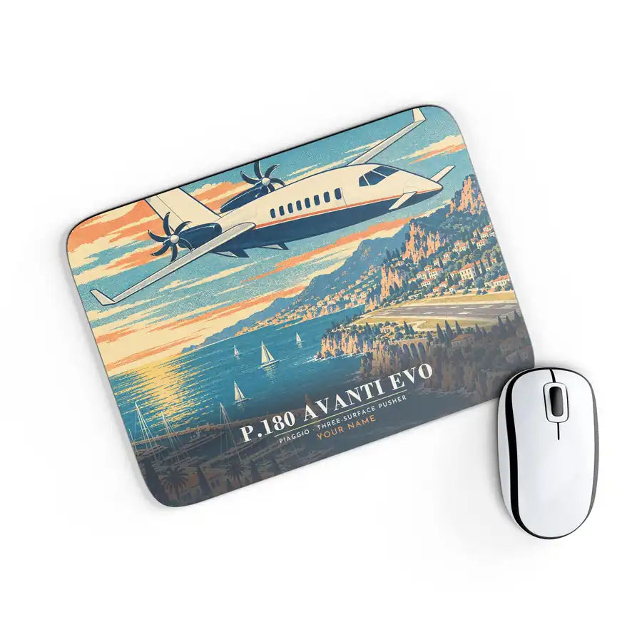 Piaggio P.180 Avanti EVO - 3D + Name - Mouse Pad - Full Print