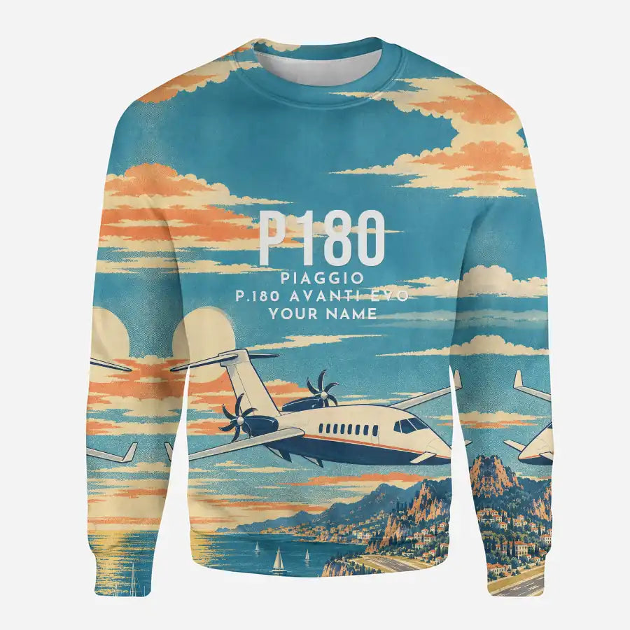 Piaggio P.180 Avanti EVO 3D All-Over Print Clothing - Sweatshirt - 3D + Name