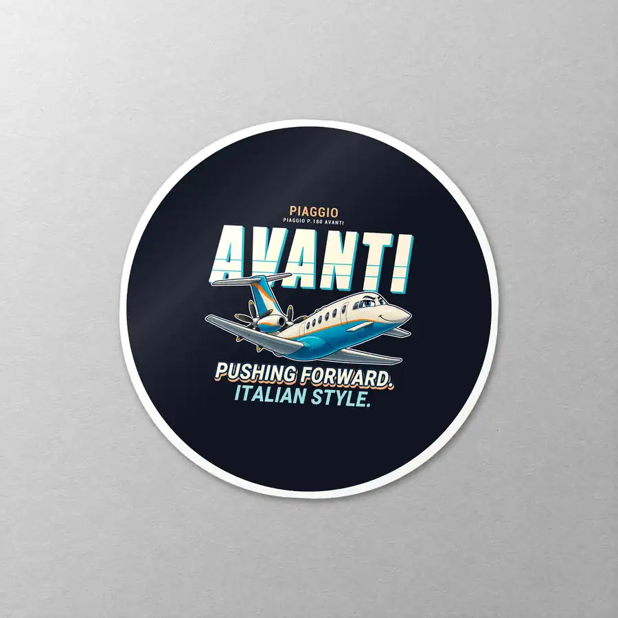 Piaggio P.180 Avanti EVO - Cartoon - Circle Sticker - Close-up