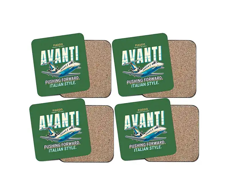 Piaggio P.180 Avanti EVO - Cartoon - Coaster Set - Green