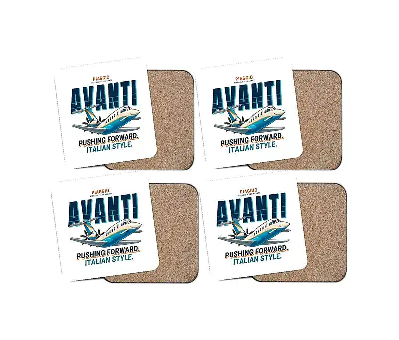 Piaggio P.180 Avanti EVO - Cartoon - Coaster Set - White
