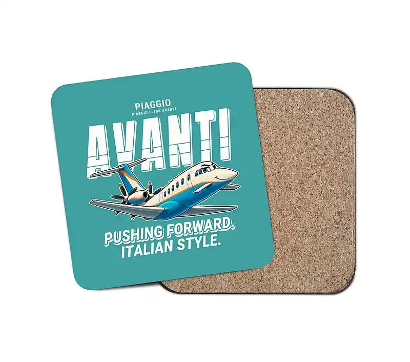 Piaggio P.180 Avanti EVO - Cartoon - Coaster - Turquoise