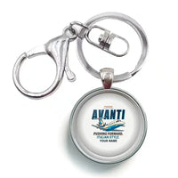 Thumbnail for Piaggio P.180 Avanti EVO - Cartoon + Name - Circle Key Chain - White
