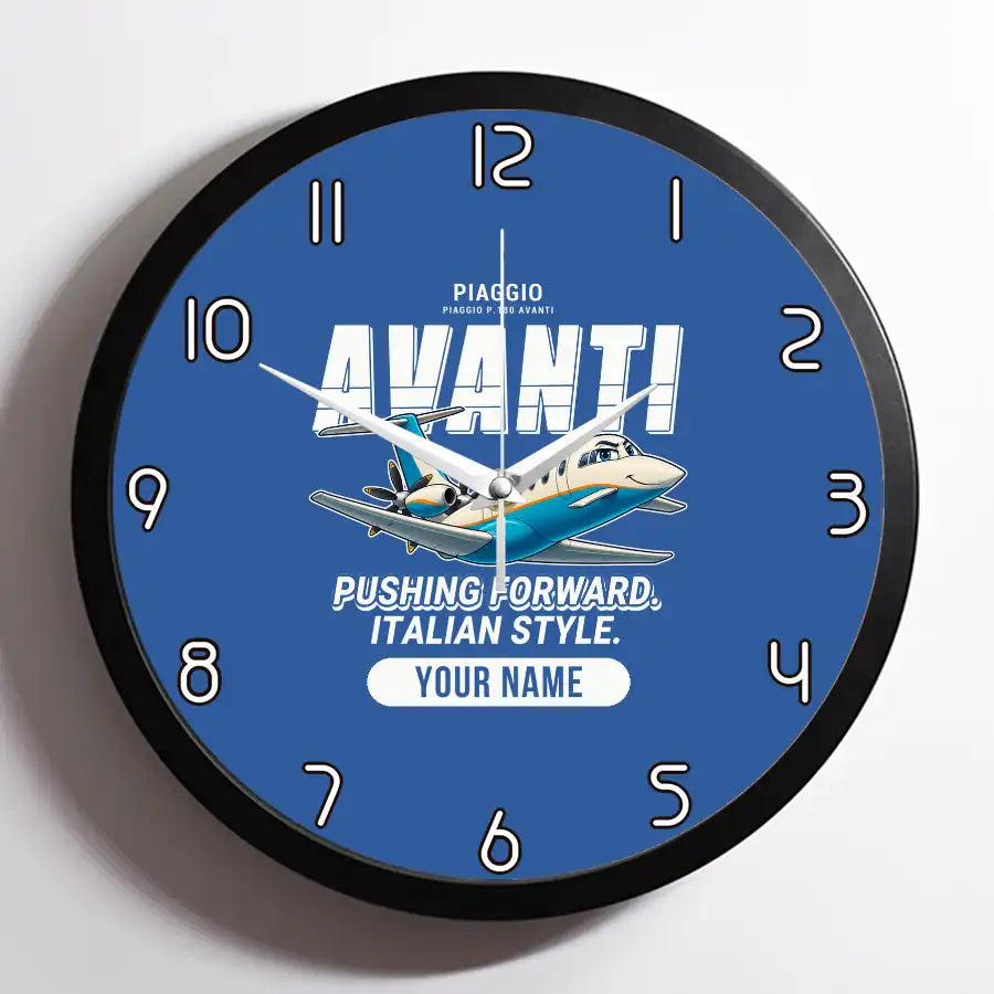 Piaggio P.180 Avanti EVO - Cartoon + Name - Framed - Blue