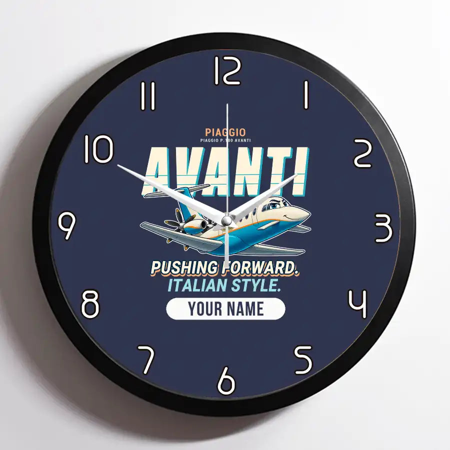 Piaggio P.180 Avanti EVO - Cartoon + Name - Framed - Navy Blue