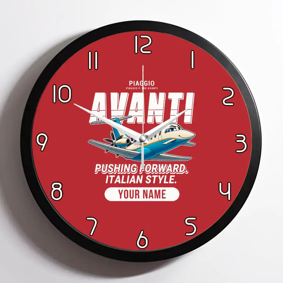 Piaggio P.180 Avanti EVO - Cartoon + Name - Framed - Red