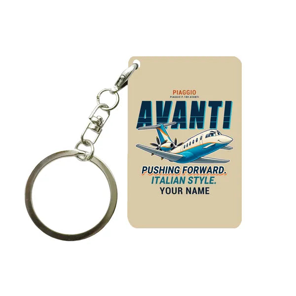 Piaggio P.180 Avanti EVO - Cartoon + Name - Key Chain - Beige