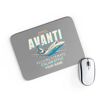 Thumbnail for Piaggio P.180 Avanti EVO - Cartoon + Name - Mouse Pad - Gray