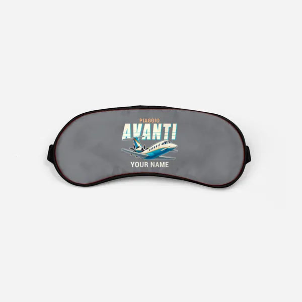 Piaggio P.180 Avanti EVO - Cartoon + Name - Sleep Mask - Gray