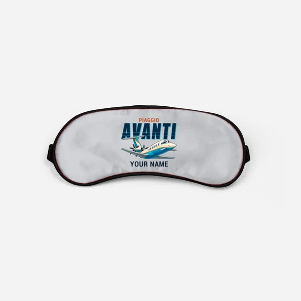 Piaggio P.180 Avanti EVO - Cartoon + Name - Sleep Mask - Light Gray