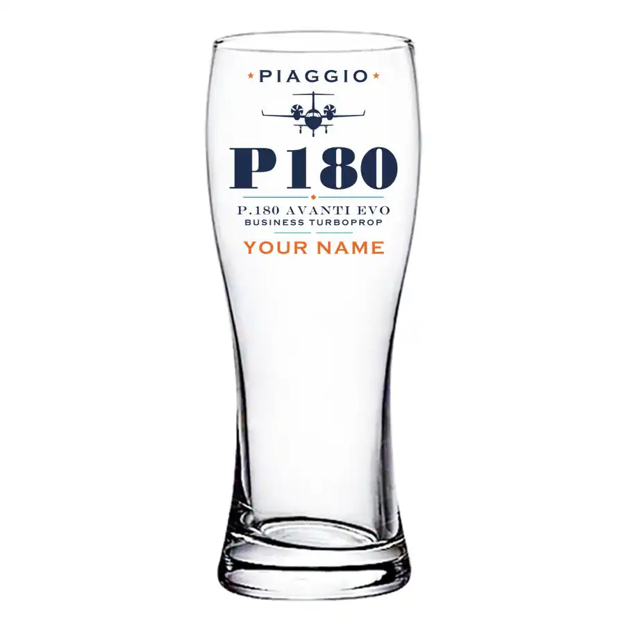 Piaggio P.180 Avanti EVO - Heritage + Name - Pilsner Beer Glass