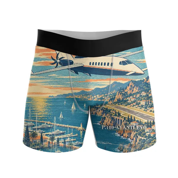 Piaggio P.180 Avanti EVO - Men Boxers - 3D + Name - Full Print