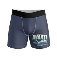 Thumbnail for Piaggio P.180 Avanti EVO - Men Boxers - Cartoon + Name - Navy Blue