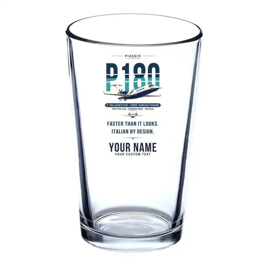 Piaggio P.180 Avanti EVO - Original + Name - Beer & Water Glass