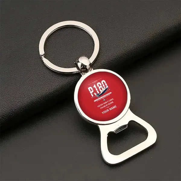 Piaggio P.180 Avanti EVO - Original + Name - Bottle Opener Key Chain - Red