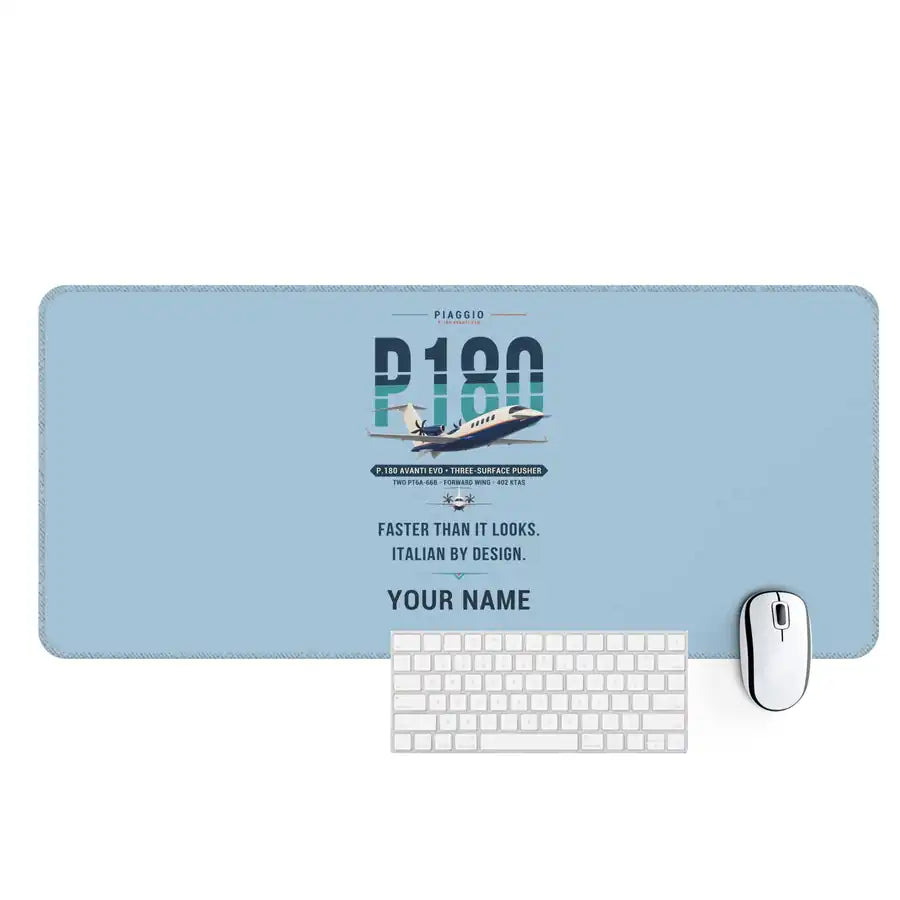 Piaggio P.180 Avanti EVO - Original + Name - Desk Mat - Light Blue