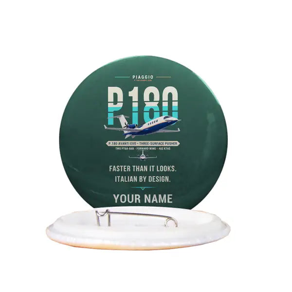 Piaggio P.180 Avanti EVO - Original + Name - Pin - Dark Green