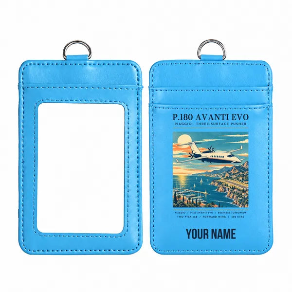 Piaggio P.180 Avanti EVO - Poster - ID Card Holder - Blue + Name