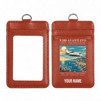 Thumbnail for Piaggio P.180 Avanti EVO - Poster - ID Card Holder - Light Brown + Name