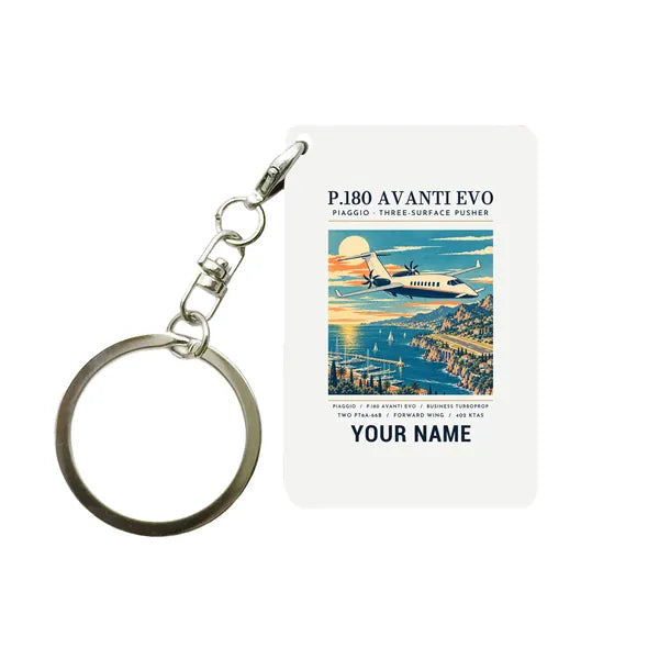 Piaggio P.180 Avanti EVO - Poster + Name - Key Chain - White