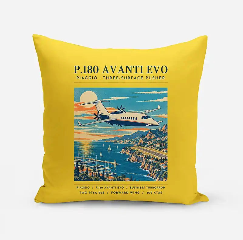 Piaggio P.180 Avanti EVO - Poster - Pillow - Yellow