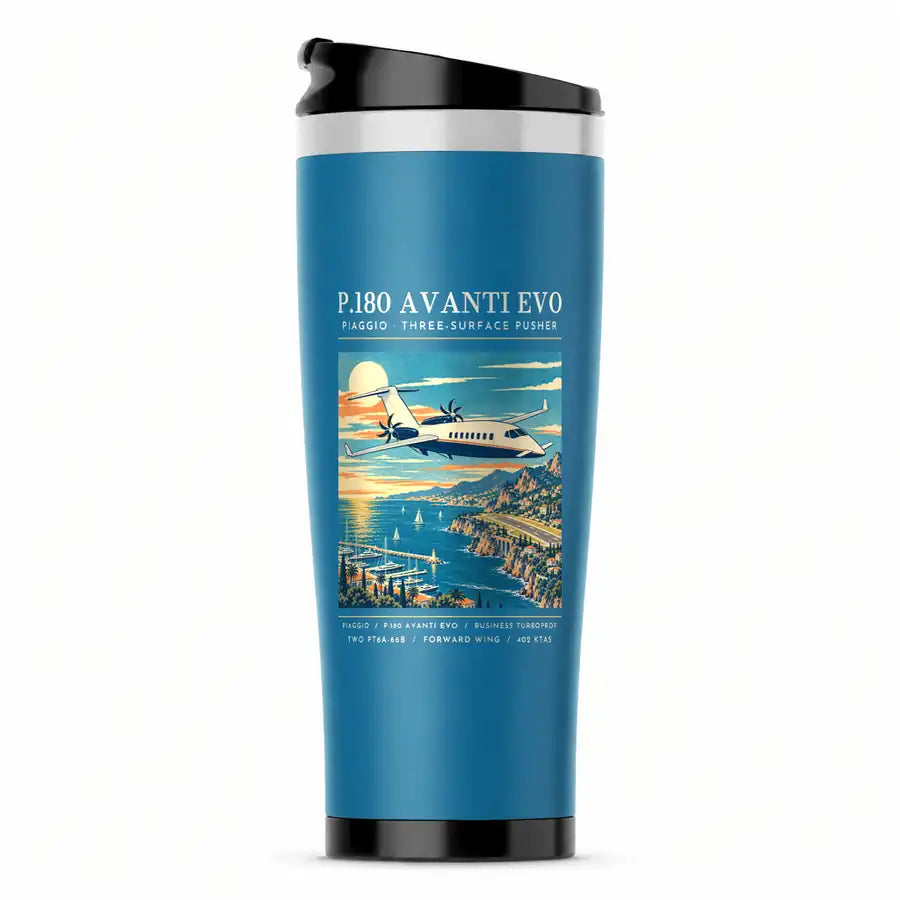 Piaggio P.180 Avanti EVO - Poster - Stainless Steel (No Holder) - Light Blue