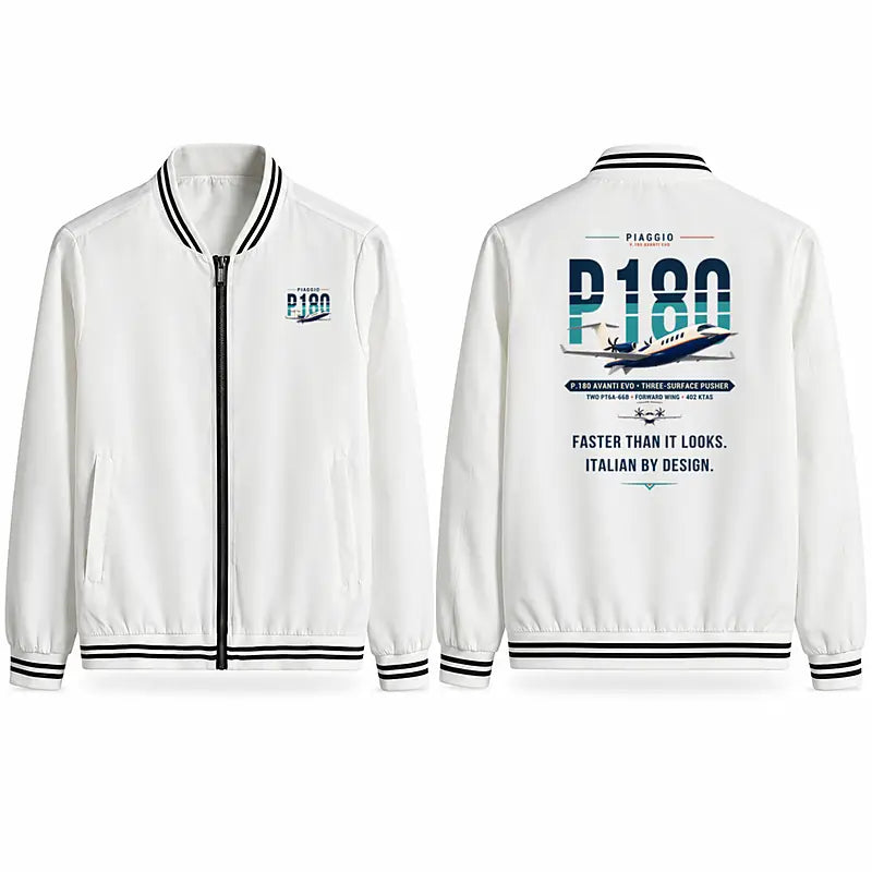 Piaggio P.180 Avanti EVO Stylish Jackets - Baseball Collar - Original - White