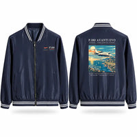 Thumbnail for Piaggio P.180 Avanti EVO Stylish Jackets - Baseball Collar - Poster - Navy Blue