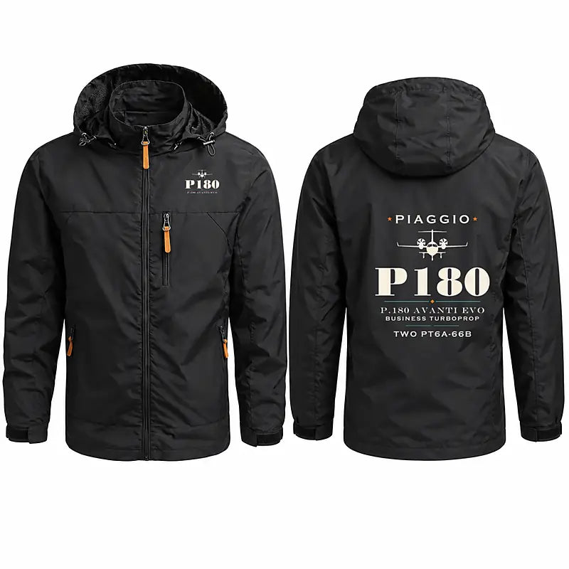 Piaggio P.180 Avanti EVO Stylish Jackets - Hooded Windbreaker - Heritage - Black