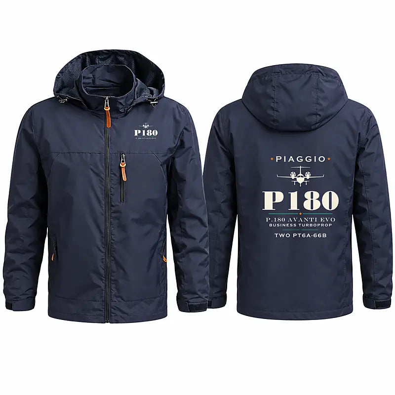 Piaggio P.180 Avanti EVO Stylish Jackets - Hooded Windbreaker - Heritage - Navy Blue