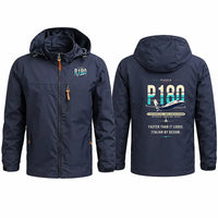 Thumbnail for Piaggio P.180 Avanti EVO Stylish Jackets - Hooded Windbreaker - Original - Navy Blue
