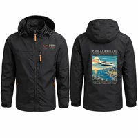 Thumbnail for Piaggio P.180 Avanti EVO Stylish Jackets - Hooded Windbreaker - Poster - Black