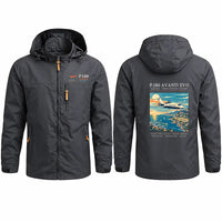 Thumbnail for Piaggio P.180 Avanti EVO Stylish Jackets - Hooded Windbreaker - Poster - Charcoal