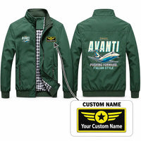 Thumbnail for Piaggio P.180 Avanti EVO Stylish Jackets - Stand Collar - Cartoon + Name - Green
