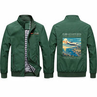 Thumbnail for Piaggio P.180 Avanti EVO Stylish Jackets - Stand Collar - Poster - Green
