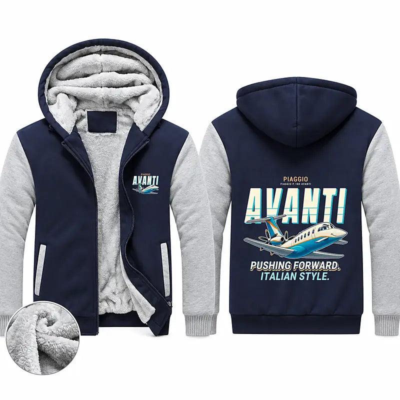 Piaggio P.180 Avanti EVO Zipped Sweatshirts - Cartoon - Navy & Gray