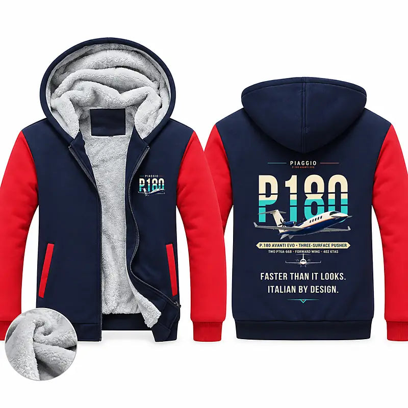 Piaggio P.180 Avanti EVO Zipped Sweatshirts - Original - Navy & Red