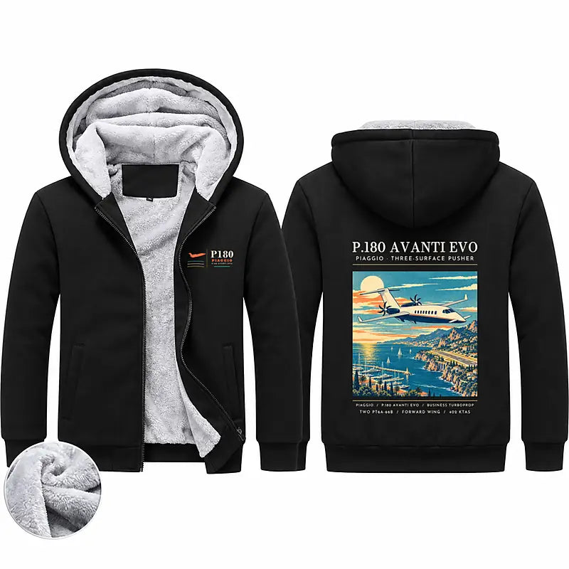 Piaggio P.180 Avanti EVO Zipped Sweatshirts - Poster - Black