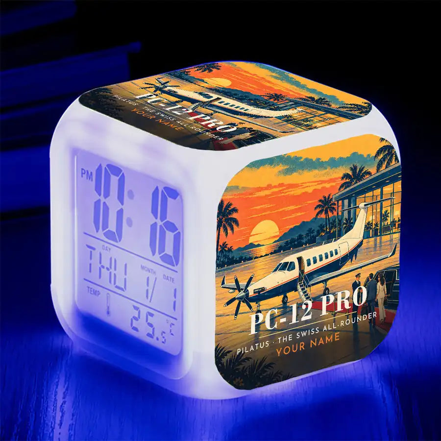 Pilatus PC-12 PRO - 3D + Name - Alarm Clock