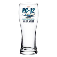 Thumbnail for Pilatus PC-12 PRO - Cartoon + Name - Pilsner Beer Glass