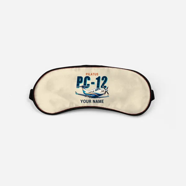 Pilatus PC-12 PRO - Cartoon + Name - Sleep Mask - Beige
