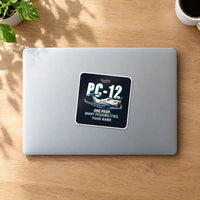 Thumbnail for Pilatus PC-12 PRO - Cartoon + Name - Square Sticker - MacBook